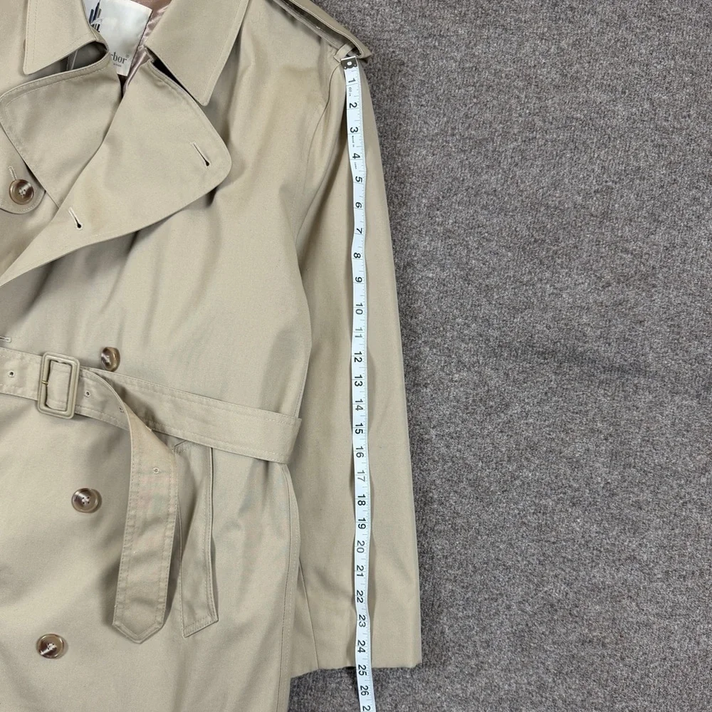 Misty Harbor Long Double Breasted Belted Trench Coat Mens 44 Removable Fur Liner